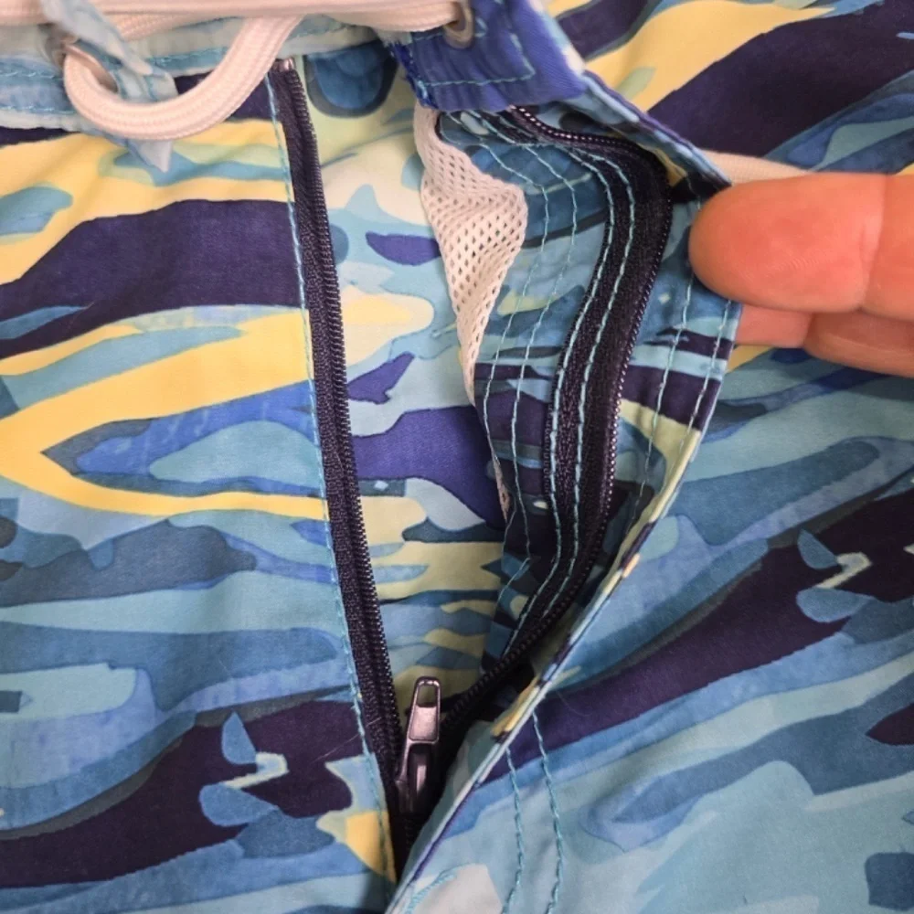 TOMMY BAHAMA- Mens XXL 9” Inseam Water Swim Zip Baja Ripple Effect- Brief Lined